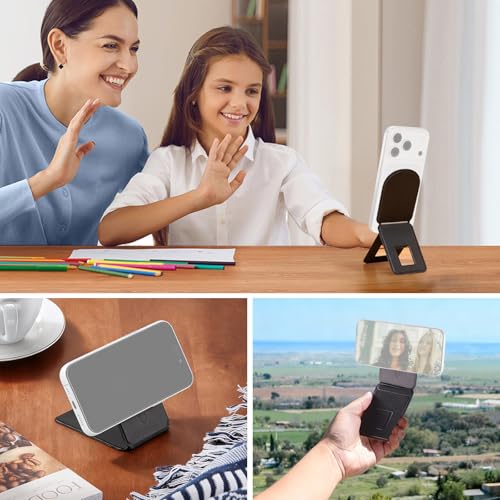 Support de bureau magnétique pliable multi-angle en cuir pour smartphone - 6