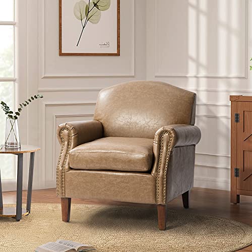 HULALA-HOME-Faux-Leather-Accent-Chair-with-Retro-Wood-Legs-Comfy-Upholstered-Armchair-with-Nail-Head-Trim-Single-Sofa-Chair-for-Living-Room-BedroomTaupe HULALA HOME Faux Leather Accent Chair with Retro Wood Legs Comfy Upholstered Armchair with Nail Head Trim Single Sofa Chair for Living Room BedroomTaupe