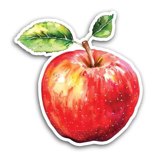2 (Pieces) 3" and 5" Apple Fruit Sticker, Waterproof Vinyl Decals for Many Purpose Like Cars, Trucks, Laptops, Phones, Windows and More