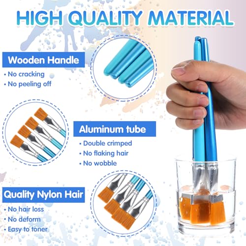 40 Pinceles para Pintura Acrílica Lemecima de Nylon Sintético con Mango de Madera, Set de 40 Piezas, 1 Pulgada miniatura 4