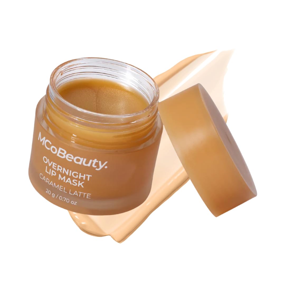 MCoBeauty - Double Duty Lip Mask - Contains Coconut Oil and Vitamin E Lip Balm for Day or Overnight Mask - Caramel Latte Scent - Skin Care and Makeup Accessories - Stocking Stuffers - 15g