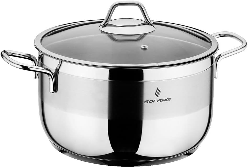 Stainless Steel Deep Stock Pot with Glass Lid Soup Pot Deep Casserole Cooking Pot Suitable for Induction Stove Cookware (8.2-qt. (7.75 L))