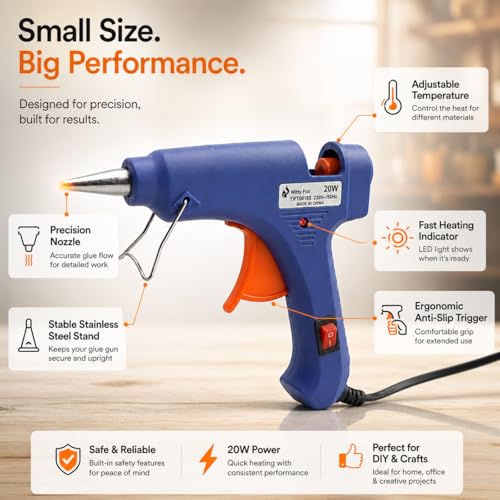Image of Witty Fox Glue Gun 20W for DIY Arts, Crafts, School Projects, Home Repair & Decoration | Hot Melt Glue Gun | Fast Heating for Paper, Plastic, Fabric & Hobby Use