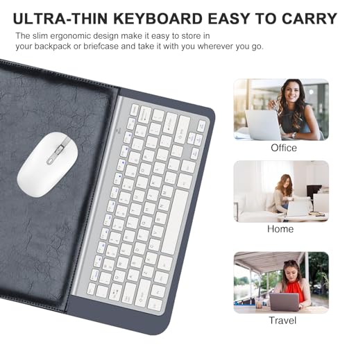 Image of cimetech Mini Wireless Keyboard Mouse Combo, 2.4G Slim Keyboard and Ergonomic Silent Mouse Set with 12 Multimedia Shortcuts for Computer, PC, Laptop, Tablet, Desktop, Android SmartTV (Silver)