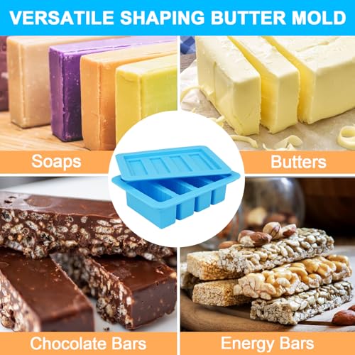 Image of TeeMars Silicone Butter Churner with Mold, Non-Stick Butter Tray, Rectangle Container for Brownie, Soap Bar, Energy Bar, Cake ( Blue)