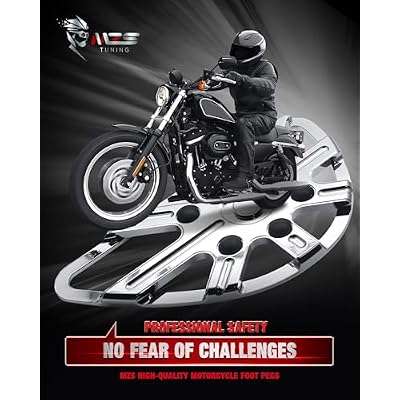 MZS Motorcycle Foot Pegs, Touring Front Floorboards Cruiser Rear Footboards Skeleton Chrome Compatible with Sportster Softail Dyna V Rod Road Glide Electra Street Glide Road King Trike 1984-2025