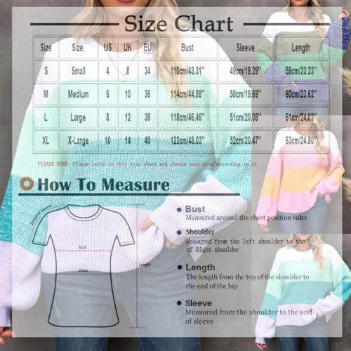Womens Striped Color Block Sweater Long Sleeve Crewneck Casual Loose Fit Soft Knit Sweater Soft Jumpers Pullover Tops2