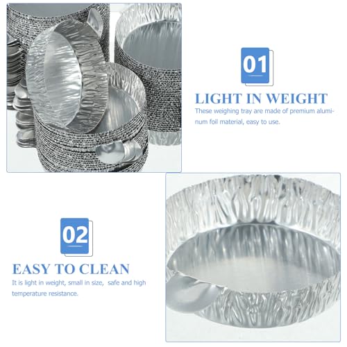 100pcs Aluminum Weighing Boats Liquid Mixing Foil Trays Aluminum Weighing Pan Foil Reusable Chemistry Weighing Pan for Laboratory Equipment Aluminum Foil Pans Labs Supplies - Thumbnail 4