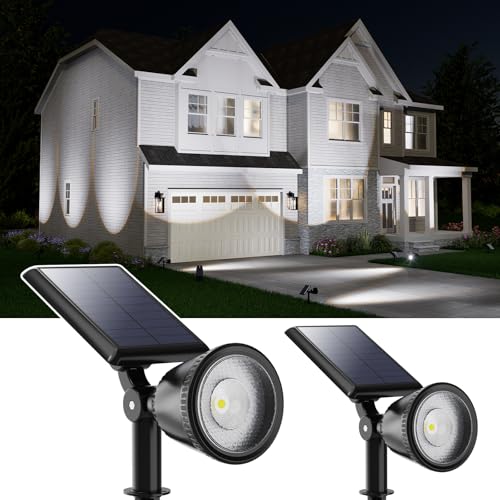 2 Pack Solar Powered Spot Lights Outdoor Waterproof Super Bright