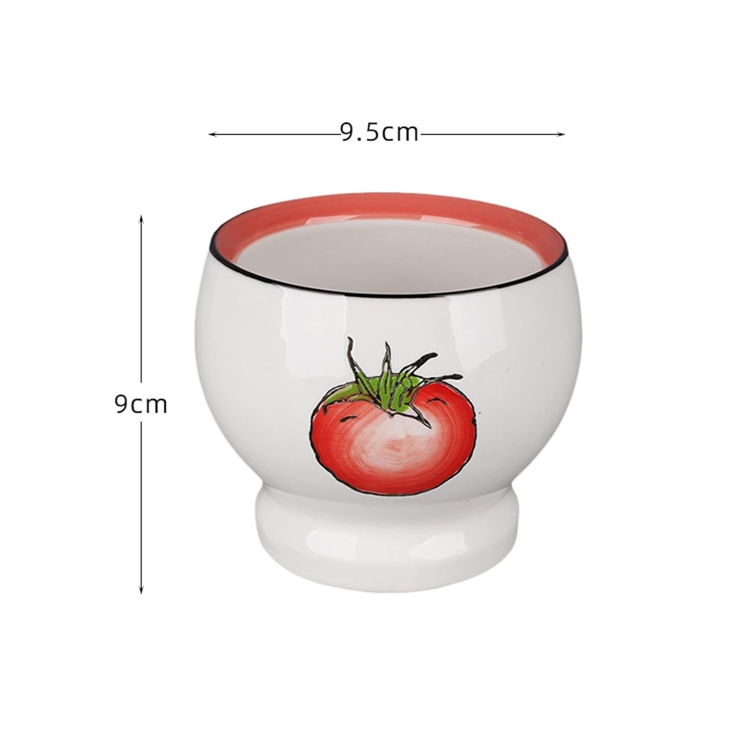 Set con mortaio e pestello in porcellana, macinino for pillole in ceramica con design a pomodoro dipinto a mano(Small)