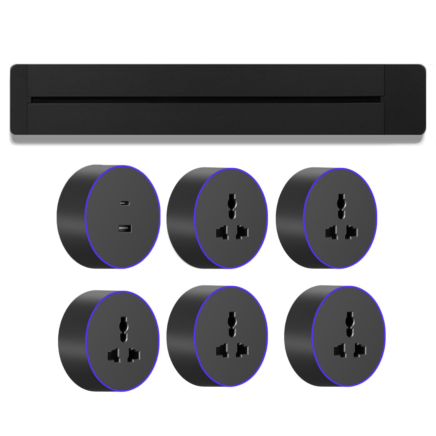 Gniazdo Szynowe 8000 W Z Adapterem 2200 W, Szyna Instalacyjna ścienna O Mocy 50/60/80/100 Cm, Obrotowy Wtyk Do ładowania, Do Domu, Restauracji, Biura Black-80cm