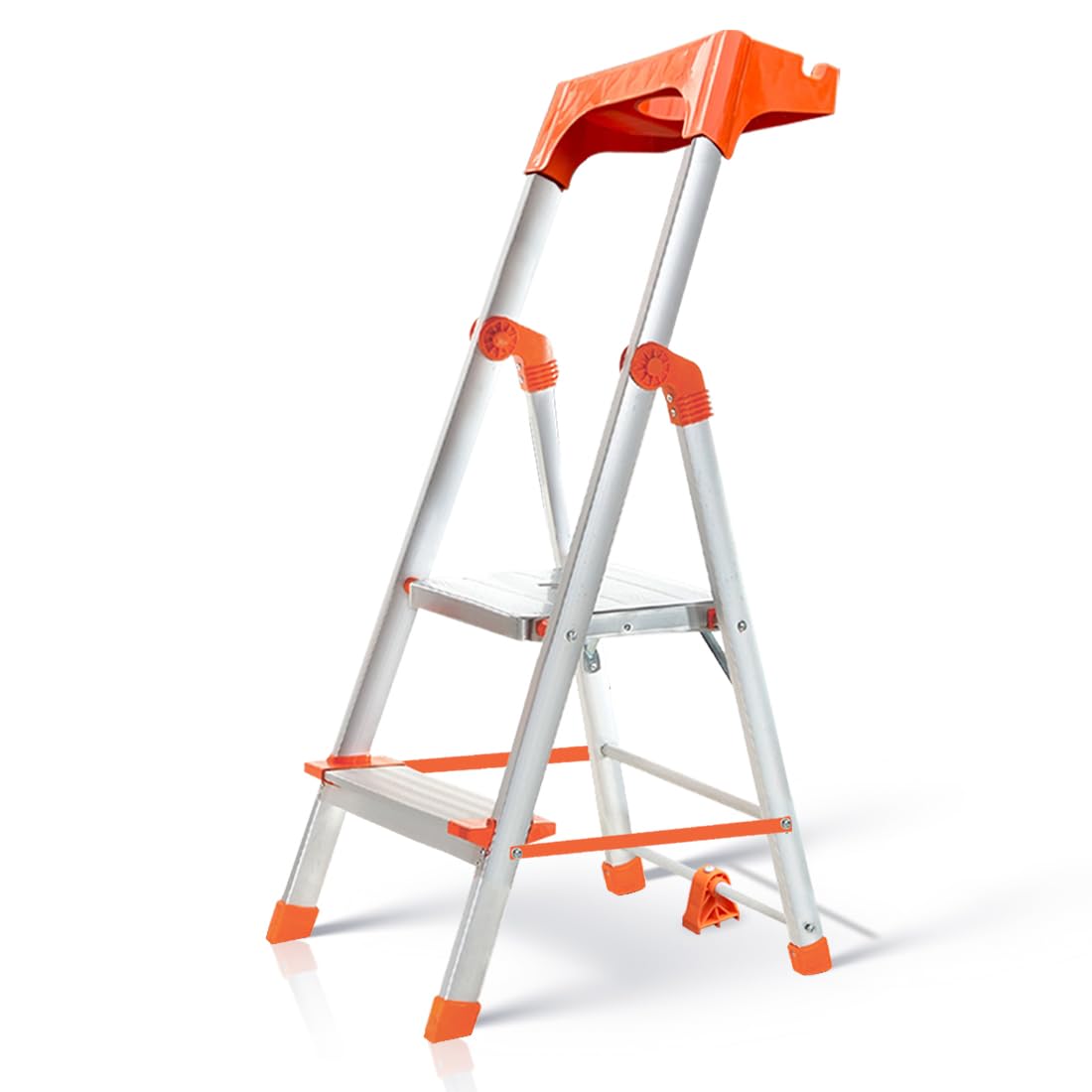 HOUZA Aluminium Ladder for Home 6 Steps Foldable with Railing & Anti-Skid Wide Steps | 6 Step Ladder for Home Use, Kitchen & Household | 250 Kg Load Capacity Folding Ladder | 5 Year Warranty (Orange) — Amazon image 21