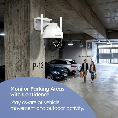 Image of MANOMAY Protect Pro 3MP Mini Wi-Fi Pan-Tilt Camera [STQC Certified] 360 Smart Home CCTV, AI Human Tracking, Color Night Vision, 2-Way Audio, Alexa, IP66, 256GB Memory Card Support M1095S