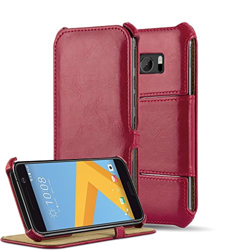 Custodia per HTC 10 One M10 di Libro di Finta-Pelle HOT STAND in PASSIONE - SENZA Chiusura Magnetica con Supporto Funzione e di Angolo - Cover Case Wallet Book Etui rosso
