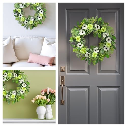 National Tree Company 24 inch Artificial Spring Wreath with Rose and Anemone Blooms, Realistic Floral Decoration for Front Door or Indoor Décor by National Tree Company - Image 6