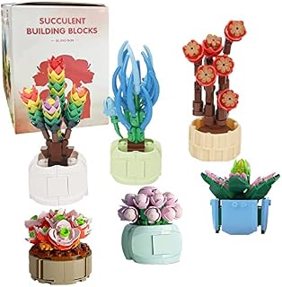 Succulents Mystery Bag Building Kit, Creative DIY Random Botanical Collection Building Toy, Set for Adults and Kids, Compatible with Lego (Build 1 Plant)