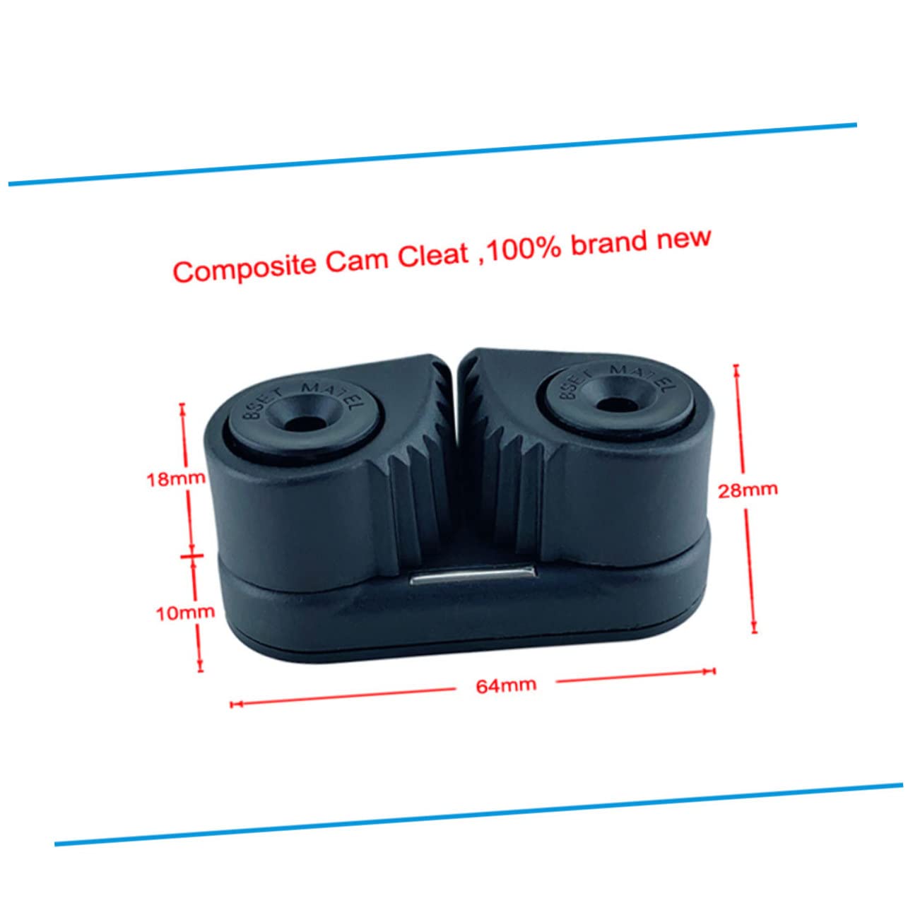 balacoo 2pcs Nylon Cam Cleat for Kayak Sailboat Super Wear-Resistant Wire Clip Row Bearing Easy Disassembly Flared Entry for Quick Release Fitness Equipment Accessory Black