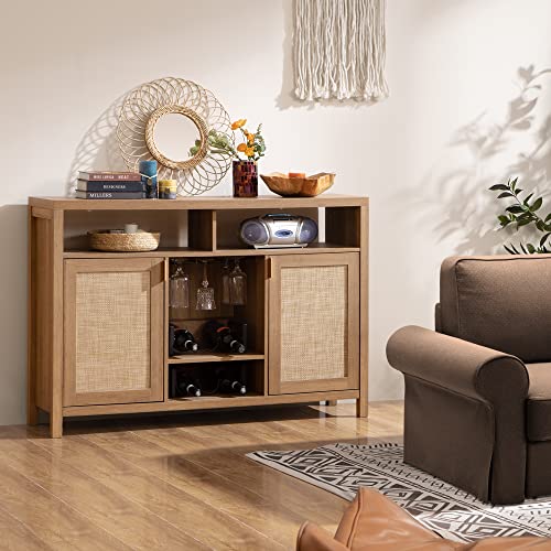 Sicotas SUVELAM Coffee Bar Cabinet, 51 Inch Rattan Sideboard Buffet Cabinet thumb #2