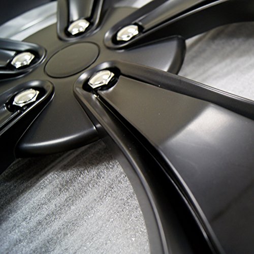 TuningPros WSC3-616B15 4pcs Set Snap-On Type (Pop-On) 15-Inches Matte Black Hubcaps Wheel Cover