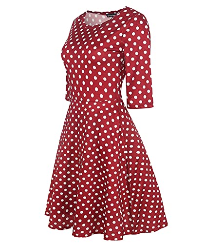 Image of oxiuly Women Casual Dress Round Neck Soft Cotton Floral A-Line Midi Summer Dresses with Pockets OX262