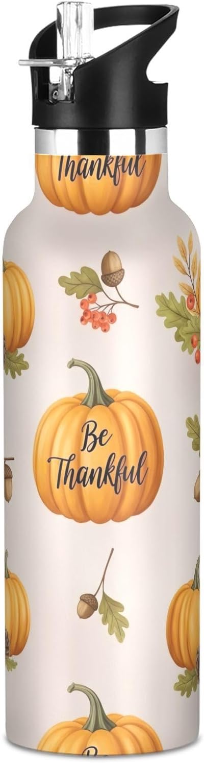 Kids Water Bottle 20 Oz Water Bottle Insulated for Boys Girls, BPA-Free, Autumn Pumpkins