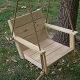 Wood Tree Swings - Wooden Hanging Chair Swing - Hang Outdoors in a Tree on a Porch or Patio Garden -...