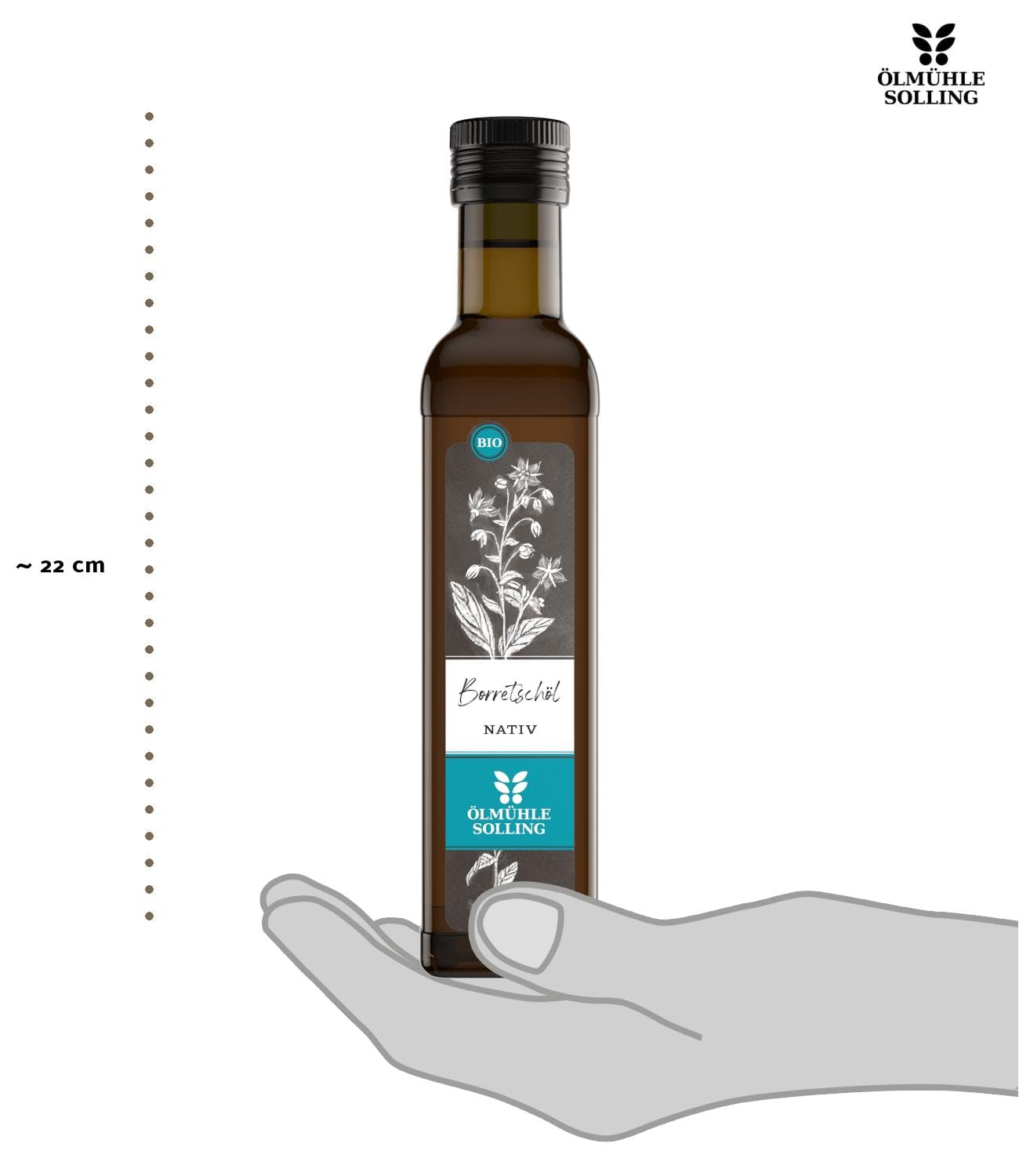 ÖLMÜHLE SOLLING - BIO Borretschöl | Schonend kaltgepresstes Öl aus nativen Bio-Borretschsamen. Ideal geeignet für Salatdressings. Reich an Gamma-Linolensäure | Inhalt: 250 ml