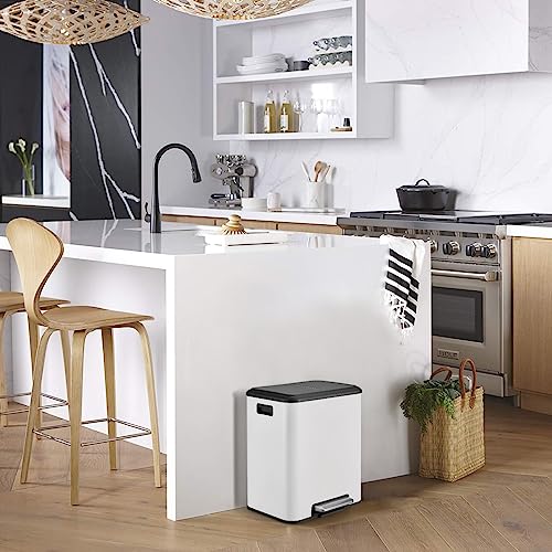 Caneca de basura blanca Garvee con doble compartimento 30 L miniatura 7