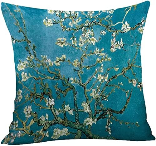Findvoor Stamped Cross Stitch Pillow Kits Full Range of Embroidery Pillow Patterns Starter Kits for Beginners Adult Kids DIY Cross Stitches Needlepoint Kits 11CT-Vangogh Almond Blossom 17.7×17.7 inch