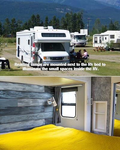 THALASSA RV 12V LED Reading Light Warm White with Blue Night Light/Ambient Lighting - Wall Sconce for Motorhome, Camper & Trailer