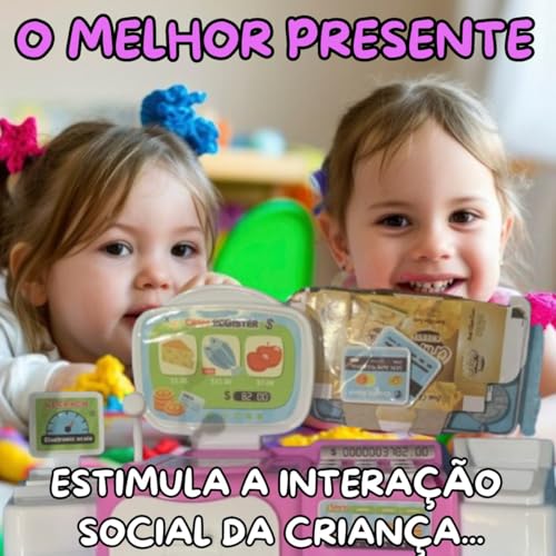 Brinquedo Caixa Registradora COM GAVETA E BALANÇA + MOEDAS + CAIXINHAS + CARTÃO Mini Mercado Luz E S