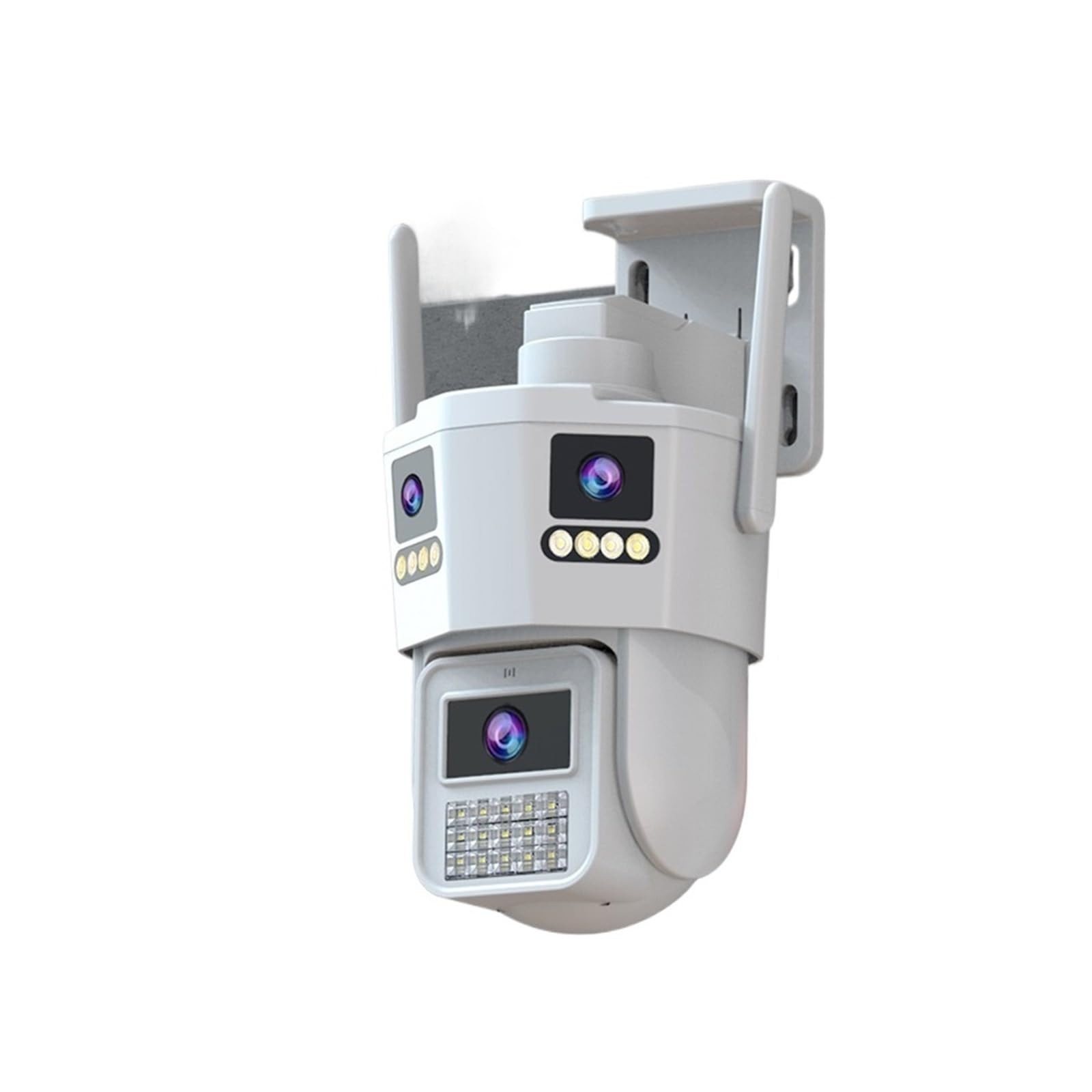 JVDDI 4K 8MP WiFi Outdoor Camera Three Len AI Motion Tracking PTZ Video Camera Security Protection Waterproof Surveillance(4K Add 32G Card)