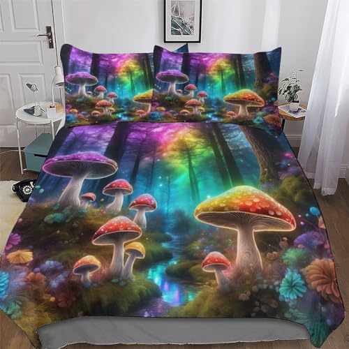 Housse de couette champignon anti-allergie microfibre douce lit double - 2