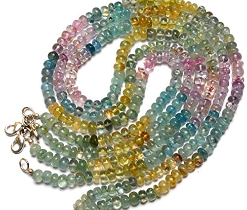 Aigue-marine naturelle perles de roche rondelle lisse fil bijoux artisanaux