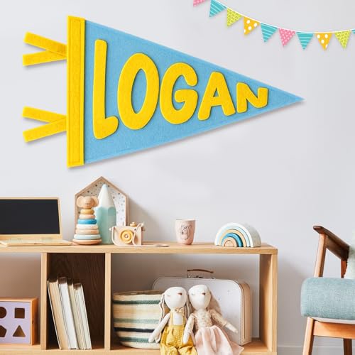 Custom Felt Pennant Flag for Baby Boy Girl Toddler, Custom Name Sign Pennant Banner Flags for Bedroom kids Room, Flag Banner Wall Flags Birthday Gifts for Nursery Boy Room Decor Playroom Decor