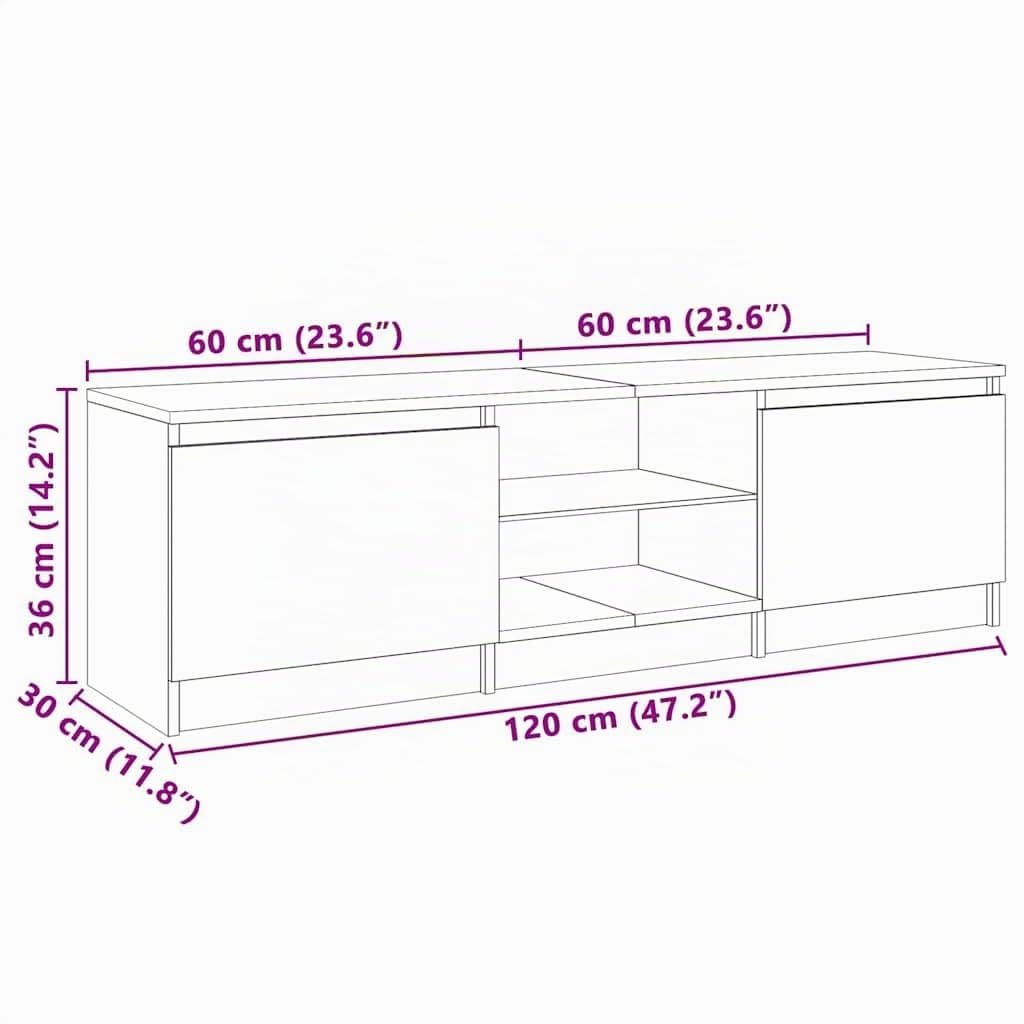 Générique Meuble TV avec lumières LED Blanc 120x30x36 cm,Meubles, Meubles TV,804283