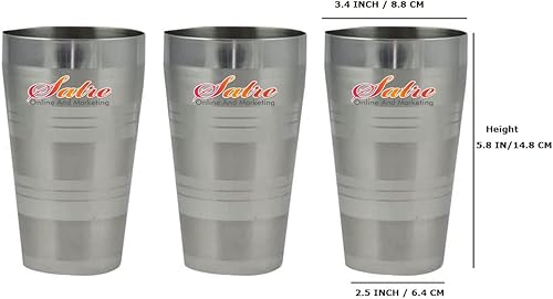 Miniatura 2 de Satre Online and Marketing Juego de 3 vasos de acero inoxidable (3 piezas) de gran tamaño, vasos irrompibles, vasos de cerveza relajantes, vasos
