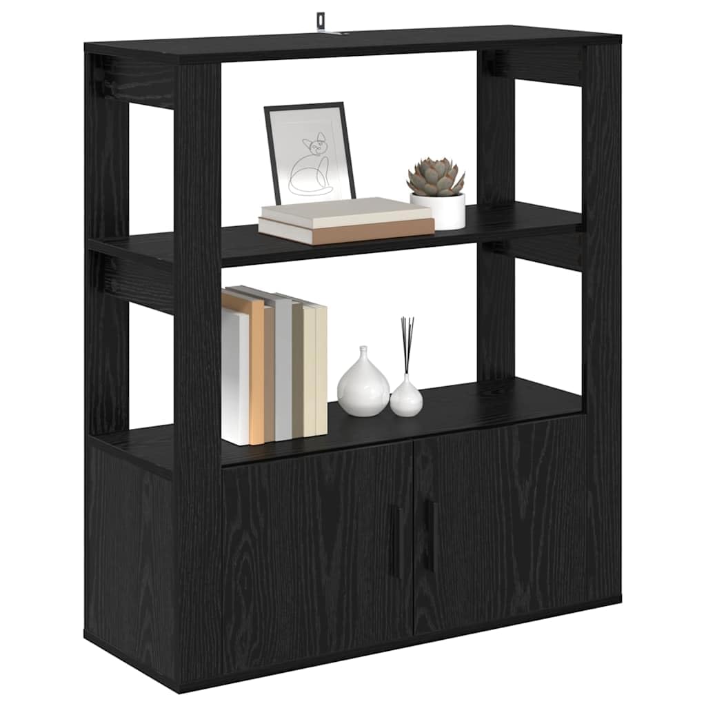 vidaXL Vitrina Roble Negro 30 x 80 x 90 cm Madera contrachapada, Salón Elegante, aparador Rectangular Moderno, Almacenamiento en Madera, Mueble Decorativo Funcional para Interiores