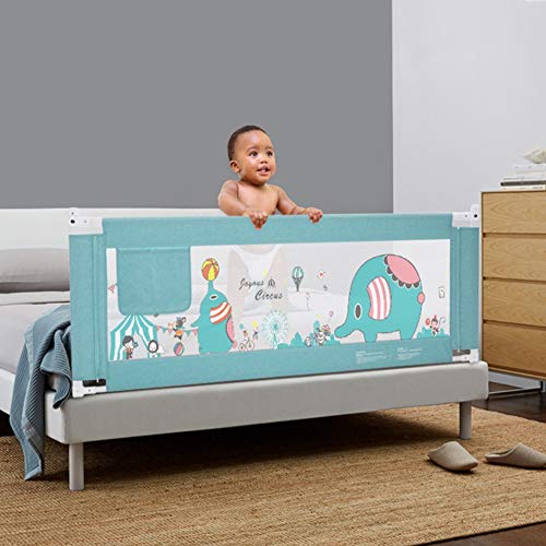LSGNB Se Puede Subir y Bajar verticalmente, barandas, Cuna Valla, Drop Guard Rail (Color : Cartoon Elephant, Size : 59in)