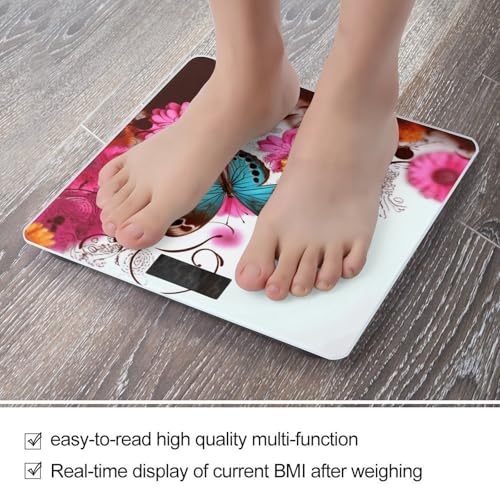 Báscula Digital de Baño Colorful Flower Butterfly 400lb miniatura 5