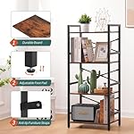 Yoobure 4 Tier Bookshelf - Small Book Shelf Industrial Bookcase, Narrow Book Case Book Storage Organizer for CD/Movie/Book, Bookshelves for Bedroom Office Living Room Berry Brown - Image 4
