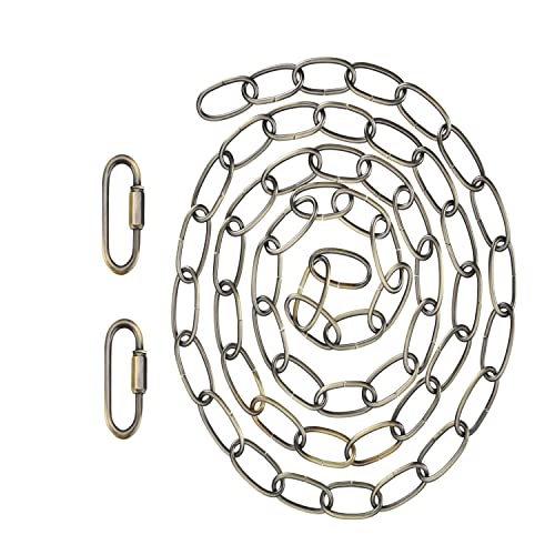 Image of Aspen Creative 21108-51,Steel 6 Feet Heavy Duty Chain & Quick Link Connector for Hanging Up Maximum Weight 40 Pounds-Lighting Fixture /Swag Light /Plant in Antique Brass.11 Gauge., Antique Brass-3
