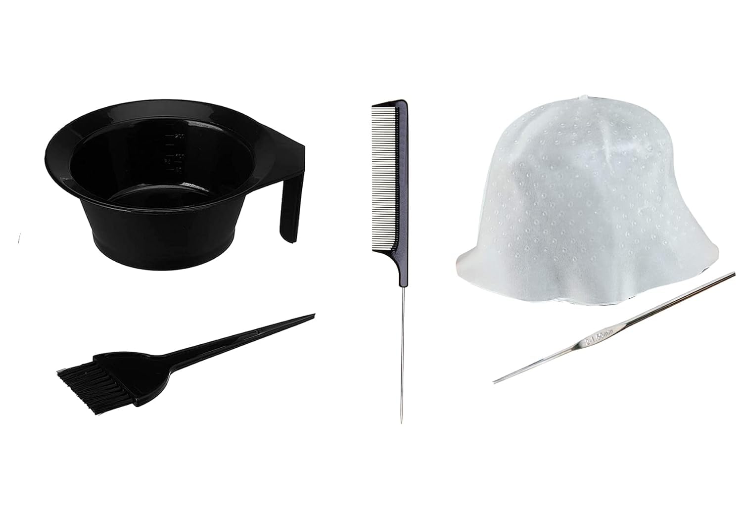 Foreign Holics Hair Color Combo Set: Highlight Cap, Dye Brush, Dye Bowl & Tail Comb - Perfect for At-Home Hair Coloring & Highlights