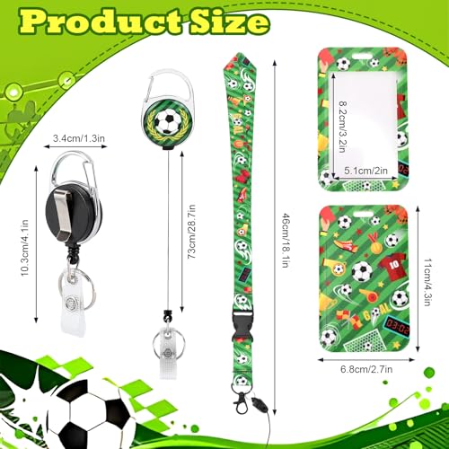 Ausweishülle mit Schlüsselband, Fußball Ausweishalter Ausziehbar mit Karabiner Kartenhülle mit Abnehmbare Lanyard Schlüsselanhänger Band für Kinder Studenten Lehrer Krankenschwestern