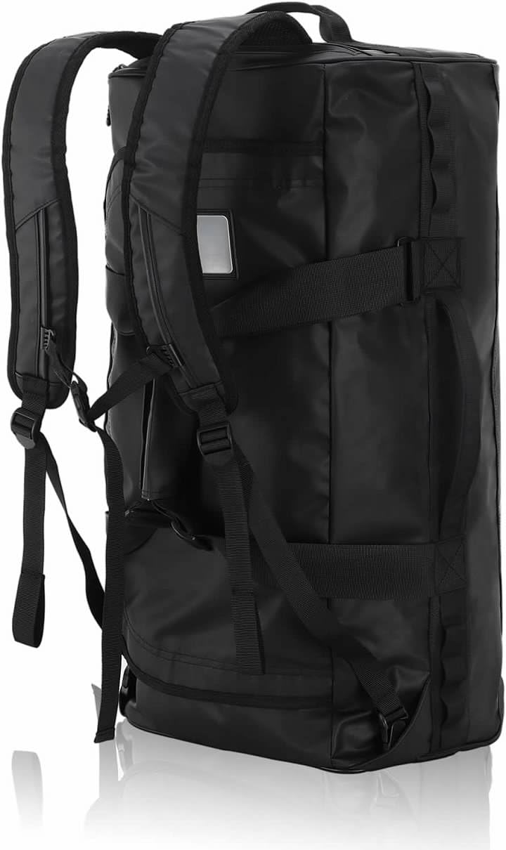 Haimont Reisetasche Sporttasche mit robusten Reisetaschen für Männer und Frauen, Camping mit umwandelbaren gepolsterten Rucksackträgern, Overnight, Wasserdicht, 90L/Schwarz