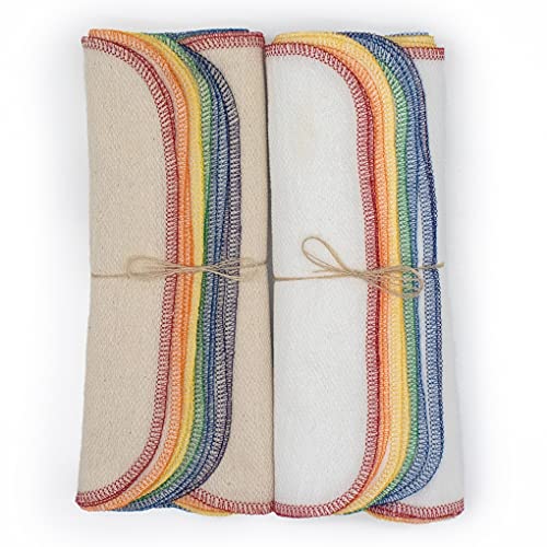 Rainbow Colored Paperless Towels - One Dozen Eco Friendly Birdseye Cotton Sustainable Reusable Paper Towels, Zero Waste Kitchen Products Made In The Usa (Bright White) #TOP4