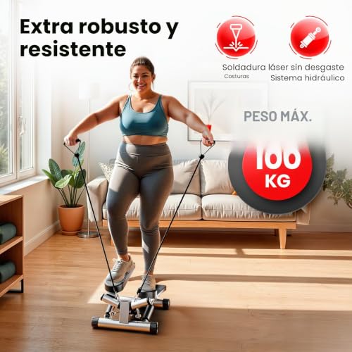 Miniatura 3 de Ultrasport Máquina De Step Swing Stepper Con Cintas De Entrenamiento Aparato De Entrenamiento Stepper Con Resistencia Regulable Y Consola Inalámbrica Stepper Up-Down Para Principiantes Y Usuarios