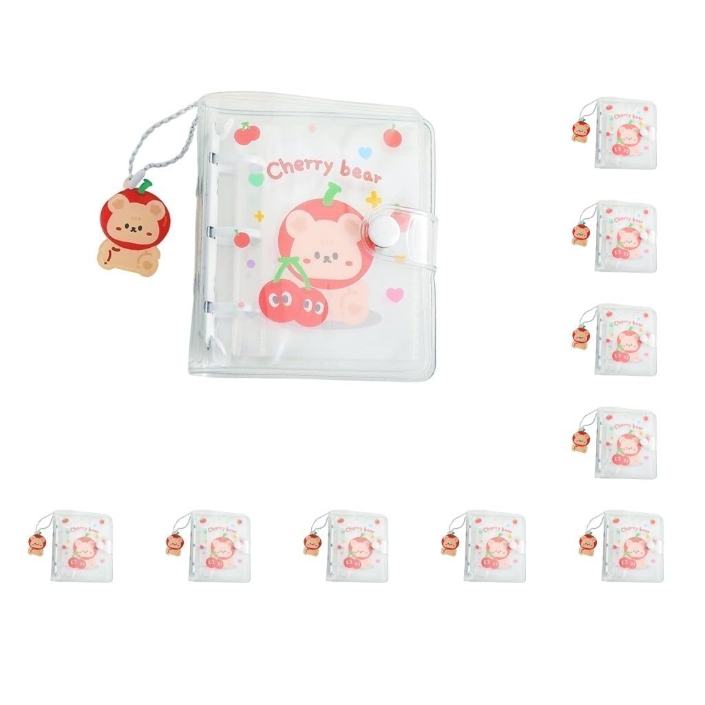 Juego de 10 bonitos álbumes de fotos, 10 bolsillos, soporte para identificación con colgante para tarjetas de fotos, color blanco