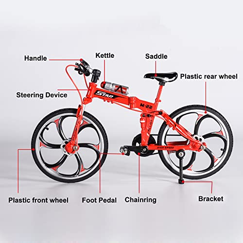 Gilumza Alloy Foldable Bicycle Toy, Mini Finger Mountain Bike Toys Model For Home Office Desktop Decoration (Yellow) #TOP2