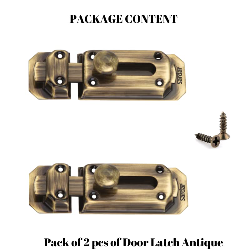 Image of Sardar 4 inch Antique Stainless Steel Door Security Latch Lock|Tower Bolt| Door Latch| for Home /Bathroom /Kitchen /Office (2)